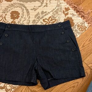 Women's Dark Denim Button Accent Shorts